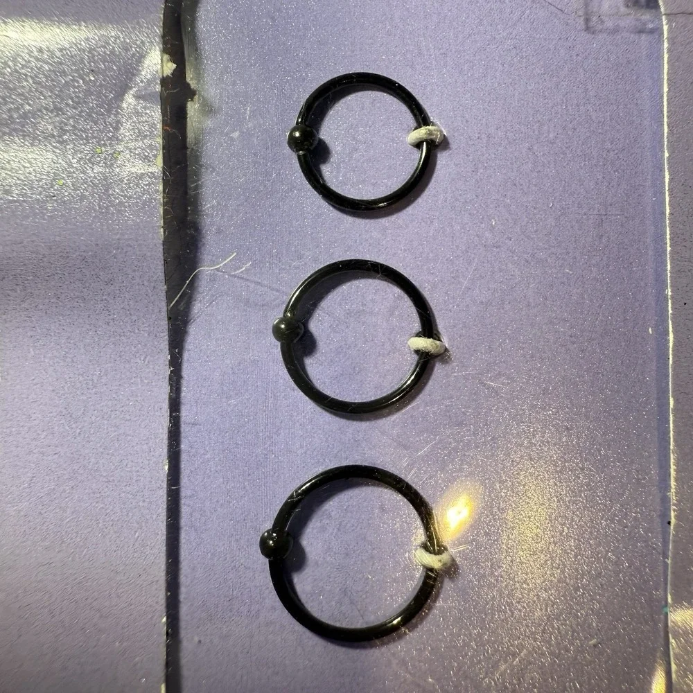 3 PACK - Claire's Nose Rings 20 Gauge Surgical Steel Black Rings Balls New